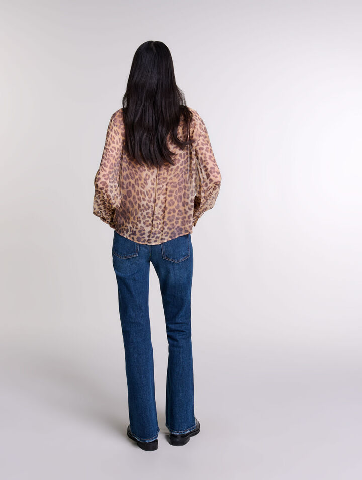 Bluse mit Print Lavallière-Kragen