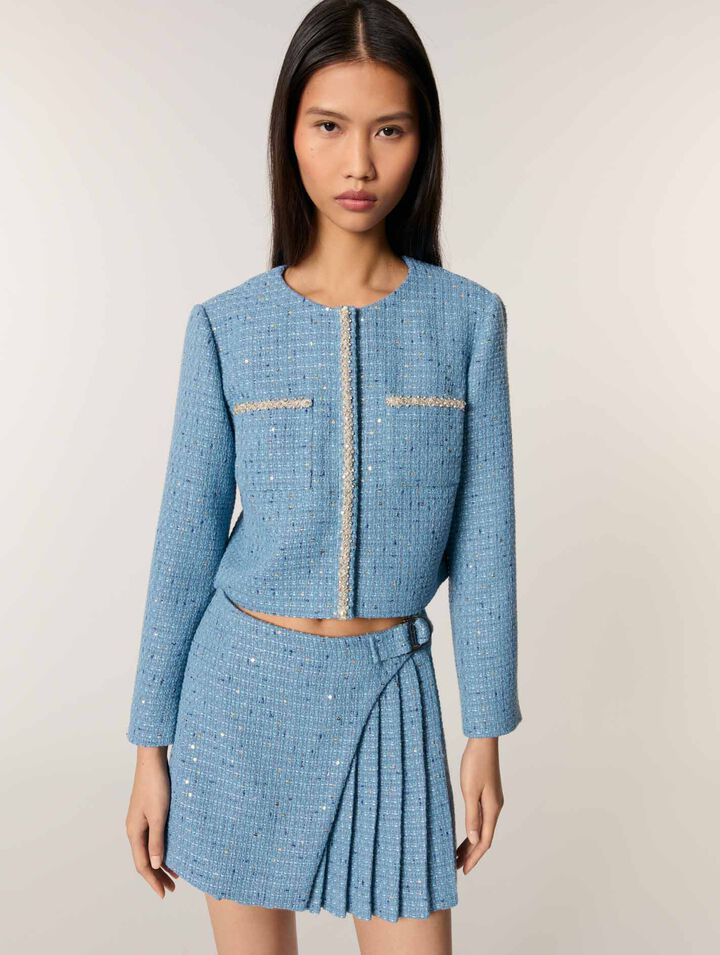 Kurze Tweedjacke mit Pailletten