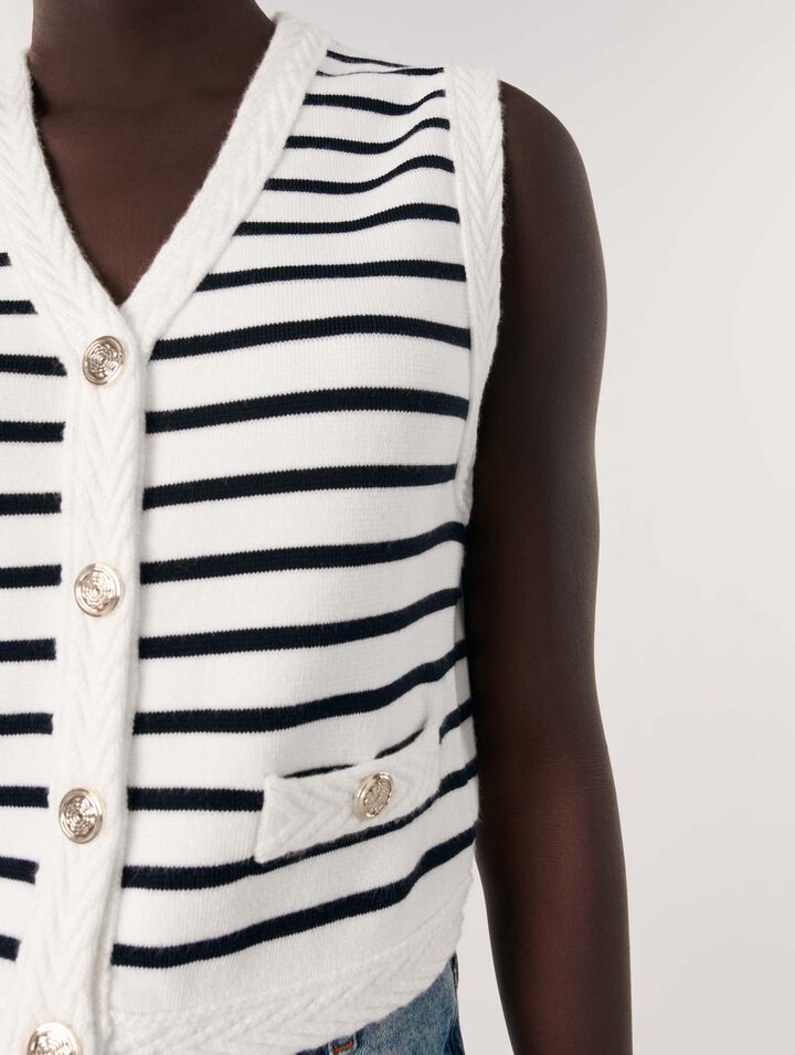 Ärmelloser gestreifter Cardigan
