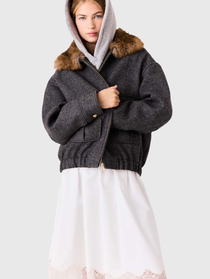 Oversize-Blouson in Chevron-Optik