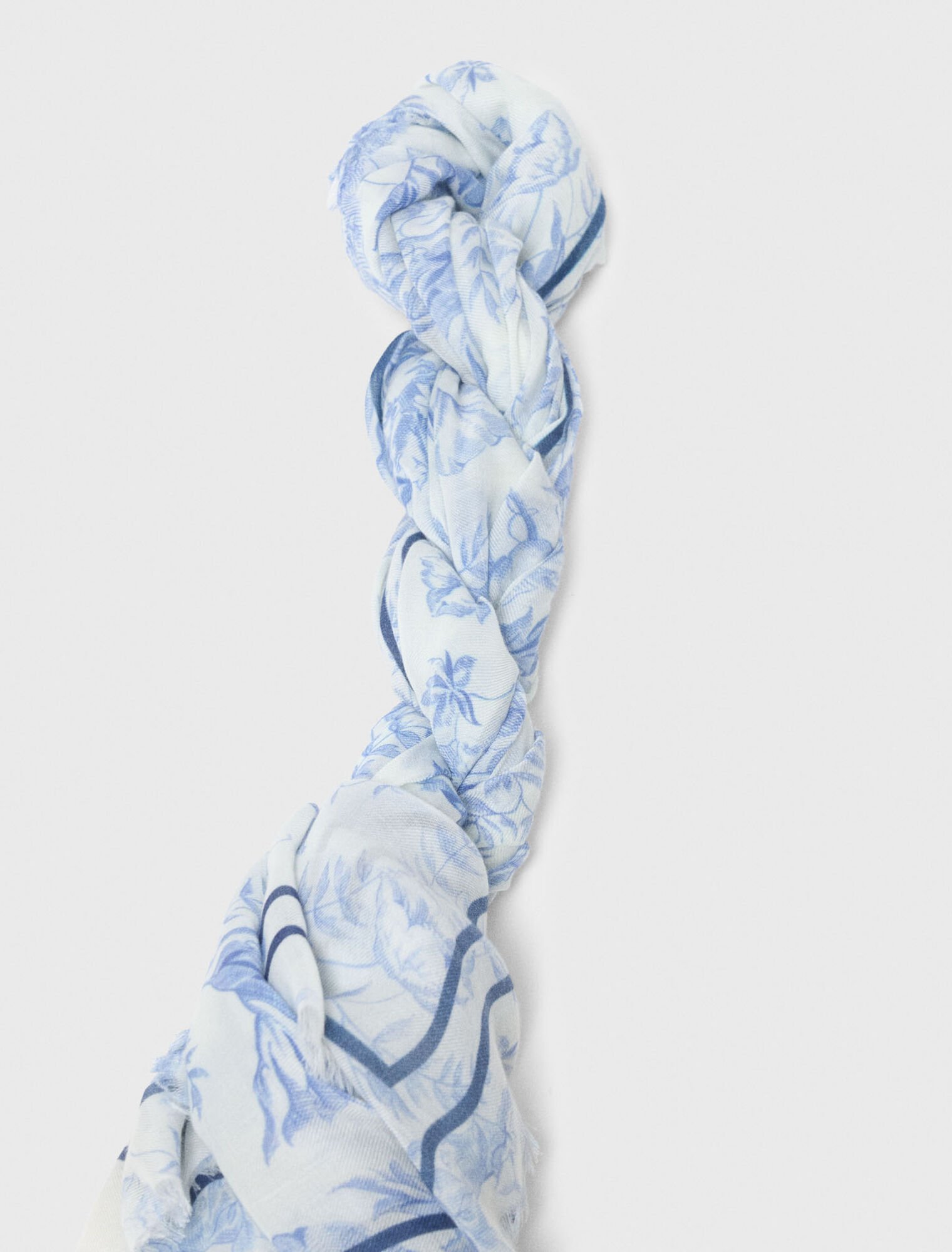 Schal aus Wollmix mit Blumenprint