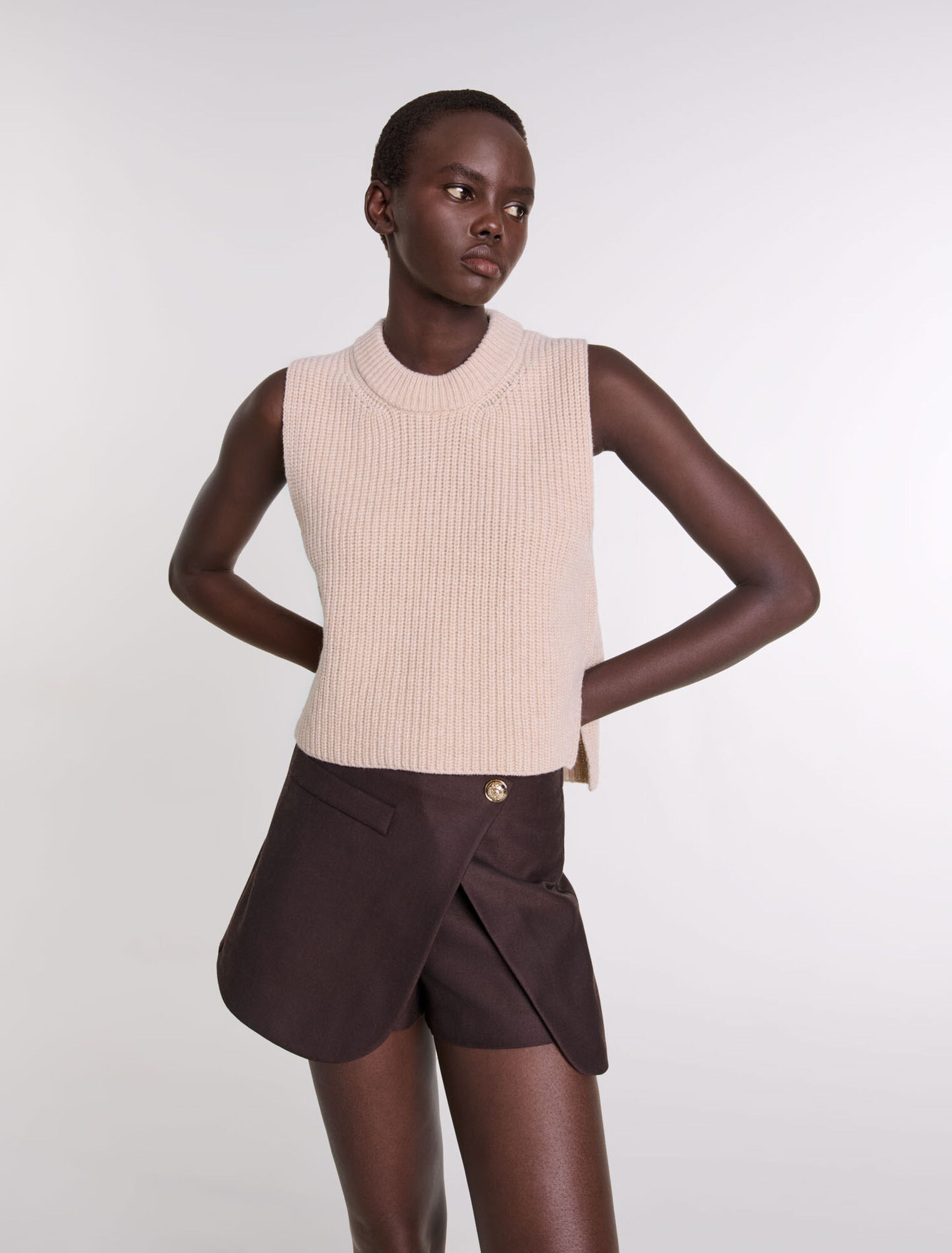 Ärmelloser Wollpullover