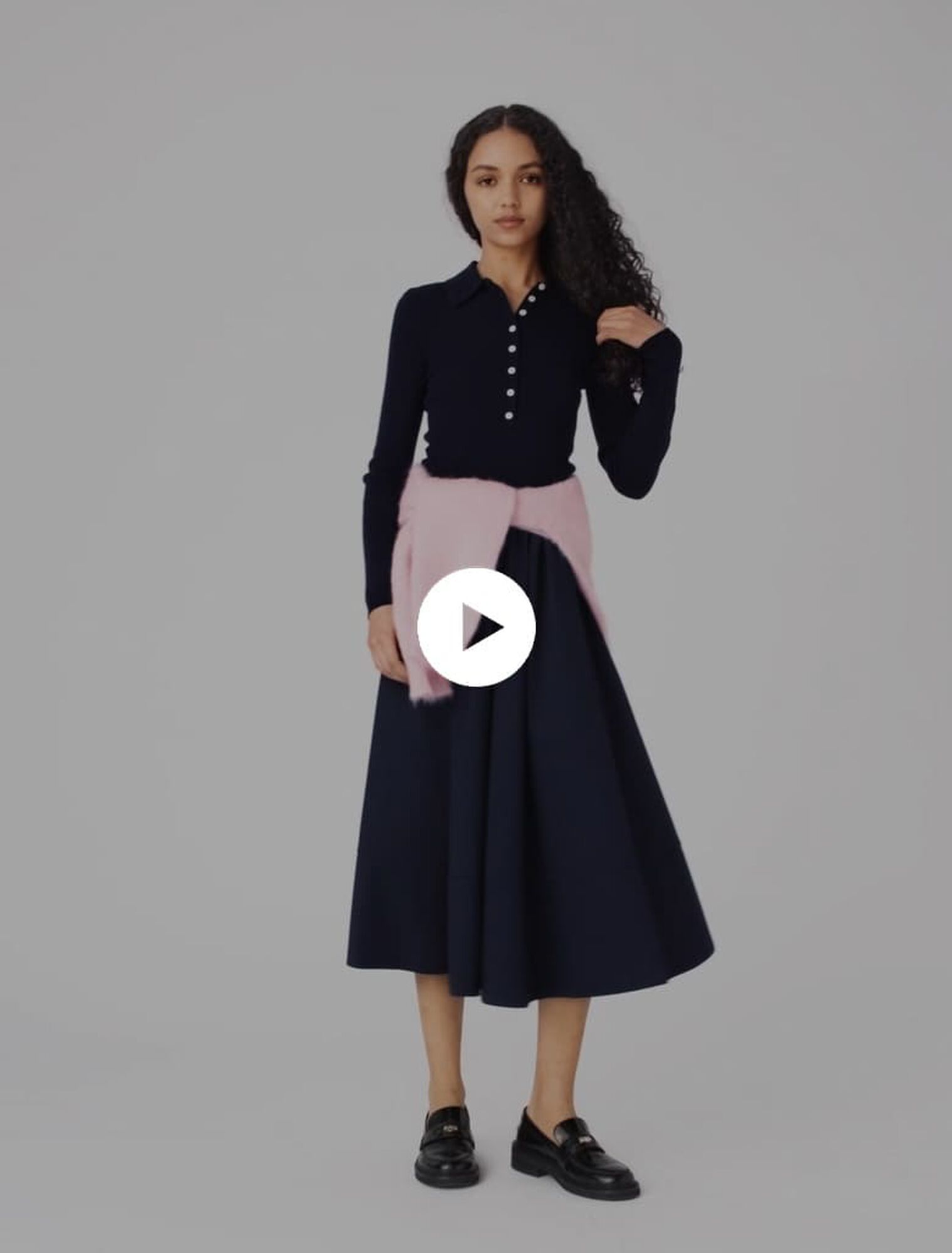 Rippstrickpullover mit Polokragen