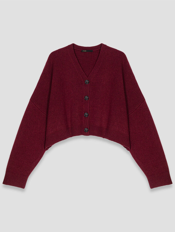 Kurzer Cardigan aus Wollmischgewebe