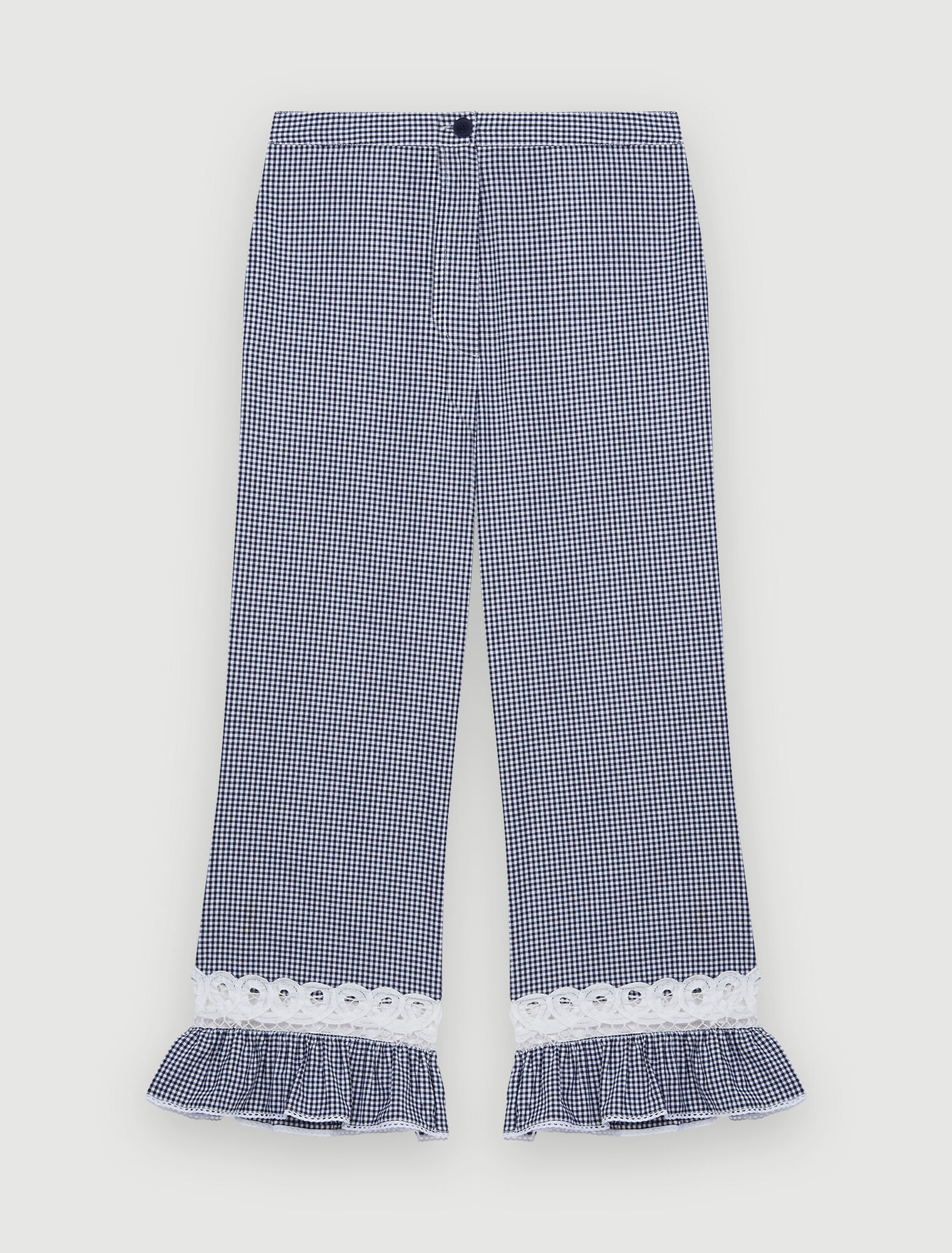 Hose aus Vichykaro und Spitze