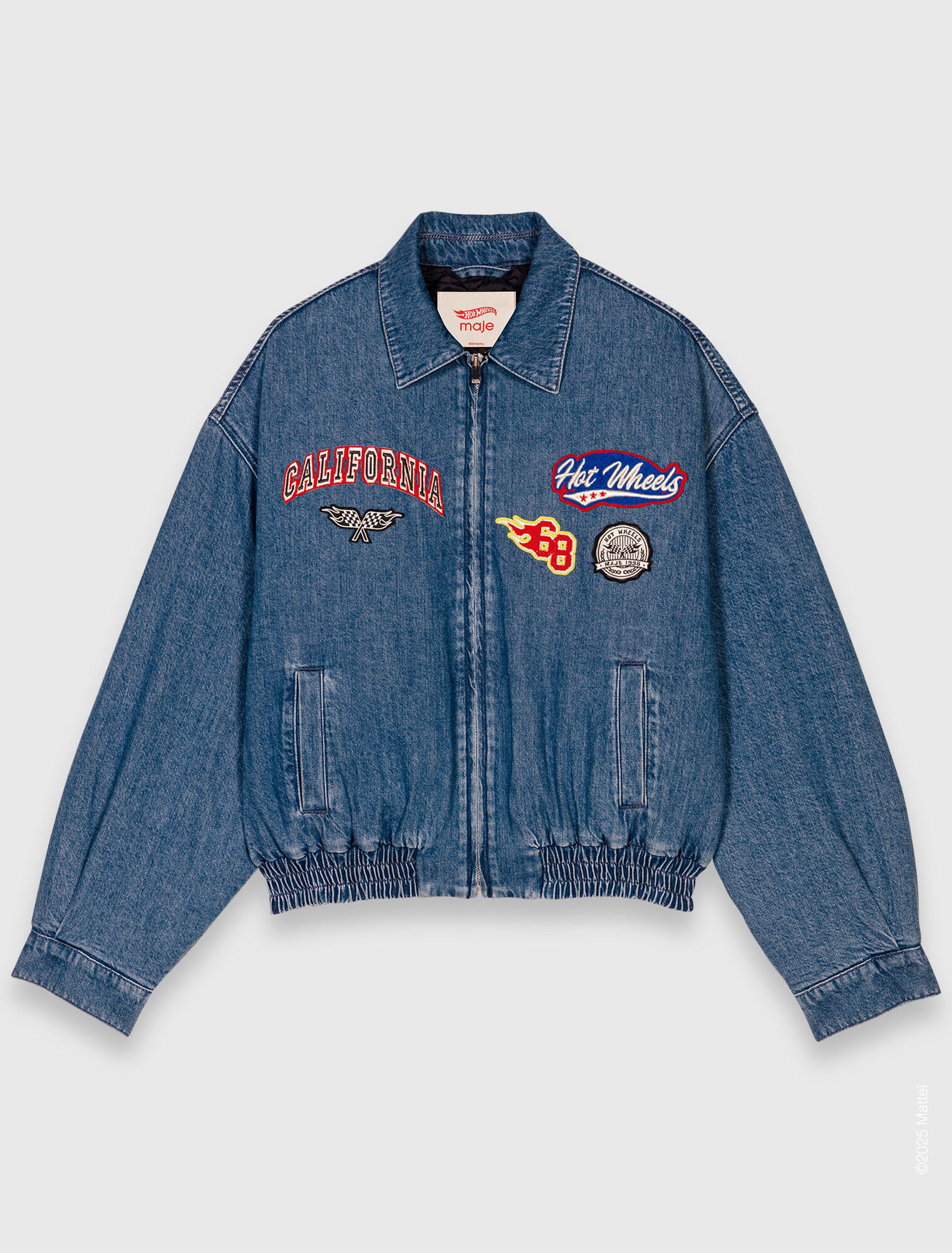 Oversize-Denimjacke mit Stickerei