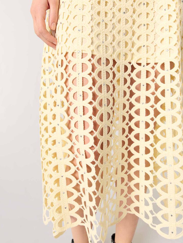 Midi-Häkelkleid mit Strass