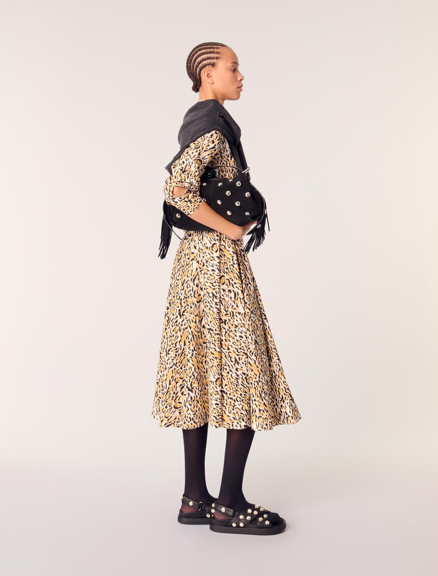 Midi-Kleid mit Leoparden-Print