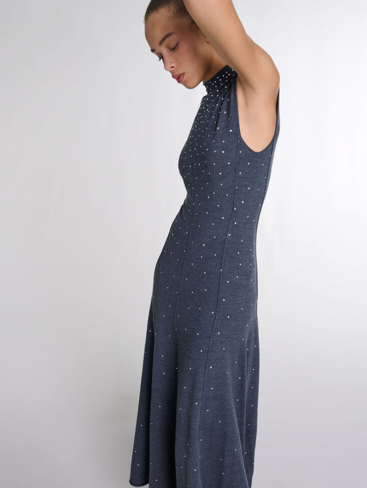 Langes Strickleid mit Strass