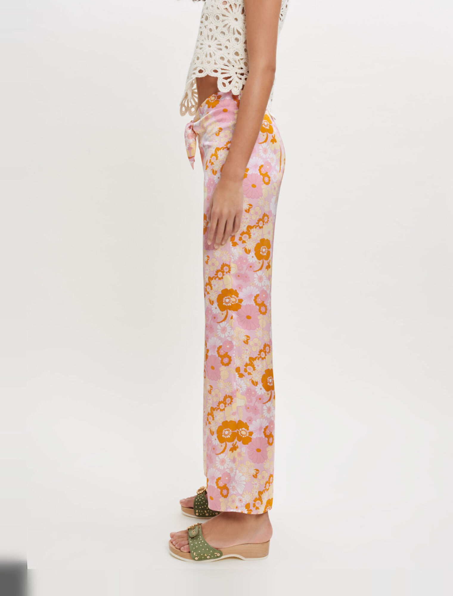 Fließende Hose mit Flower-Power-Print