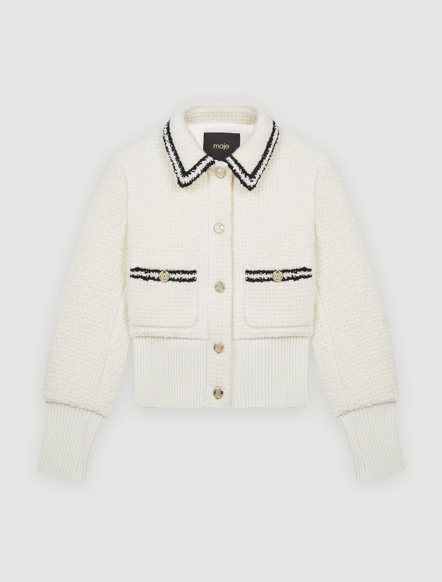 Tweed-Blouson in Kontrastoptik