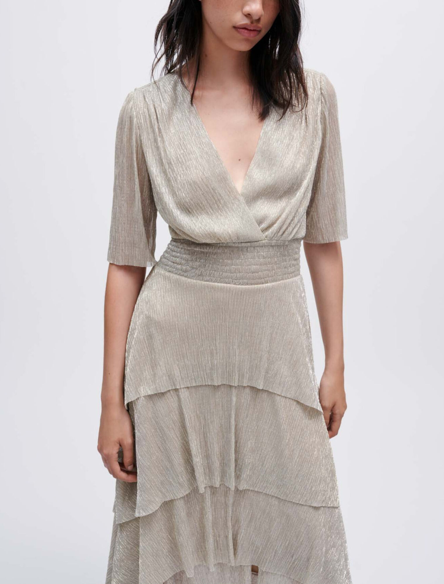 Lamé-Kleid mit Volants