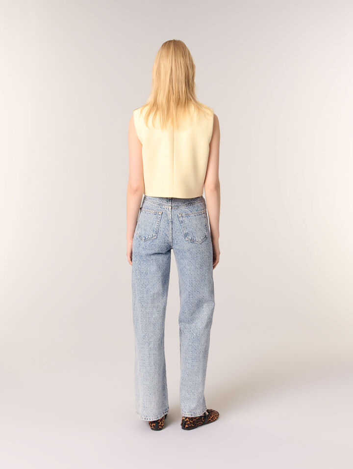 Weite Jeans mit Strassbesatz