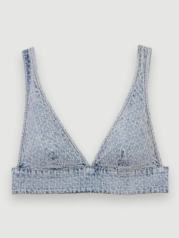 Jeansbandeau mit Strass