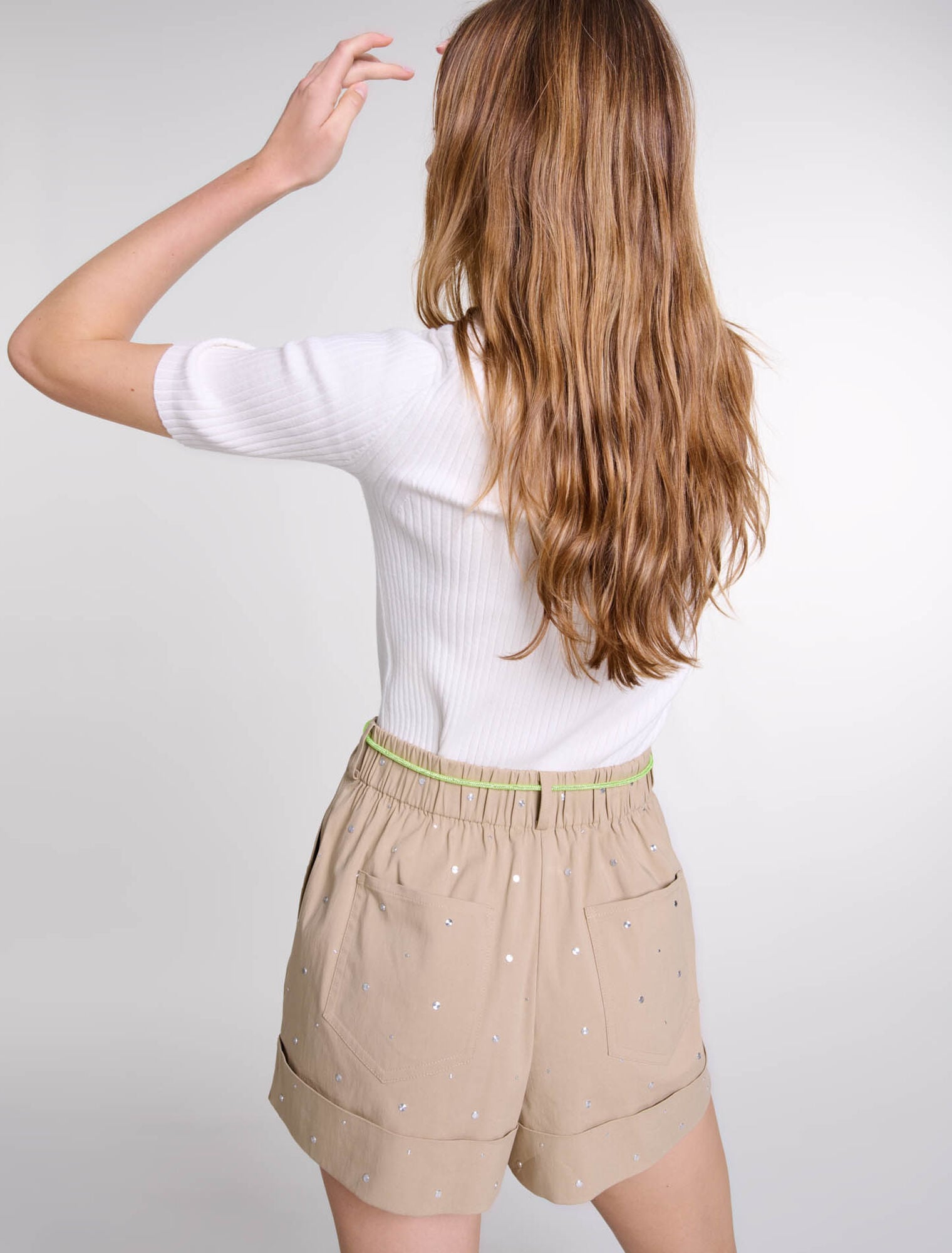 Baumwollshorts mit Nieten