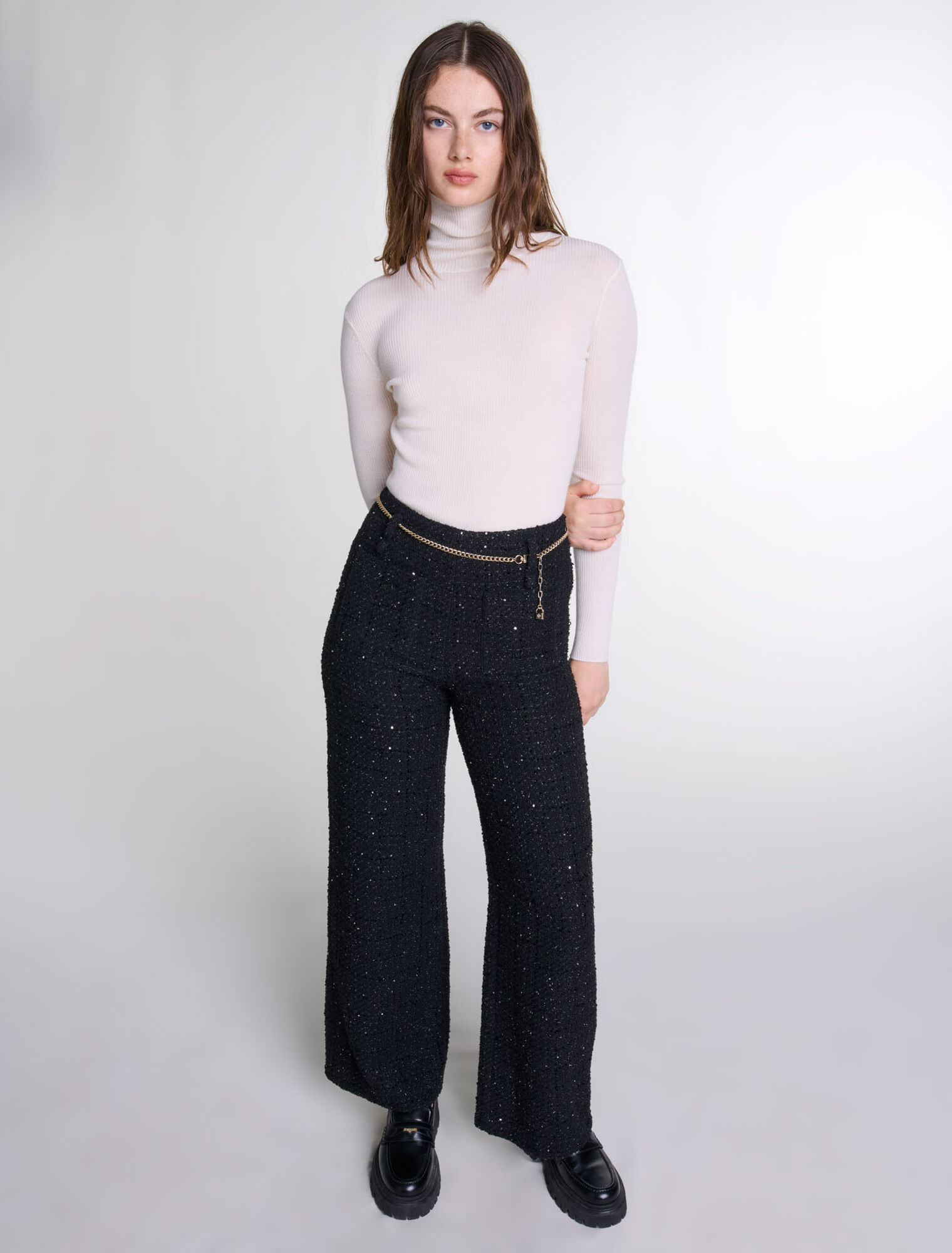 Tweedhose mit Pailletten