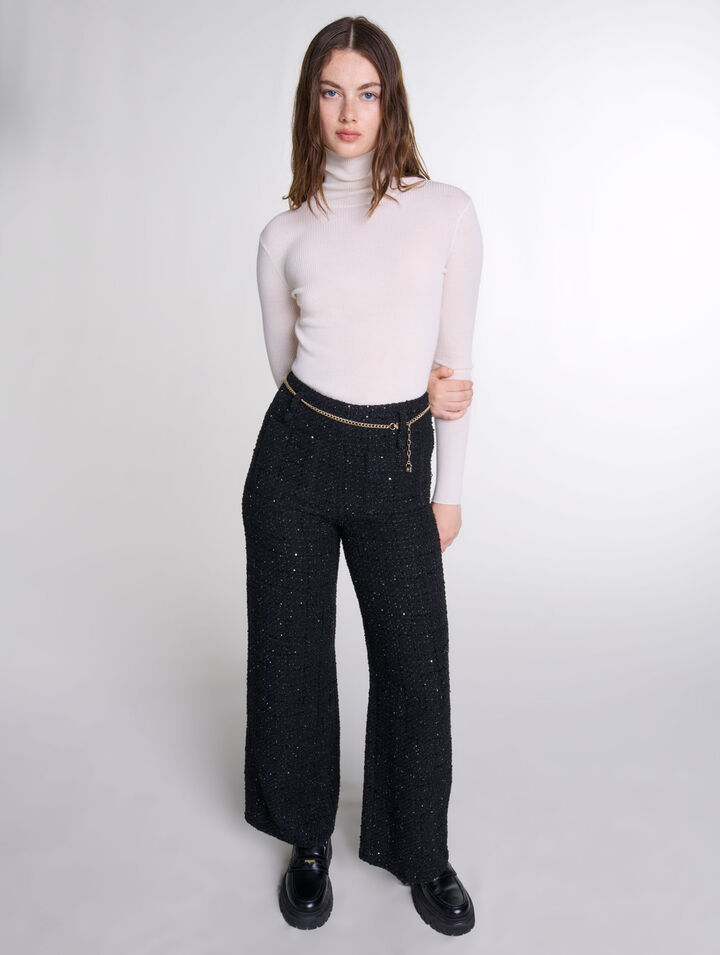 Tweedhose mit Pailletten