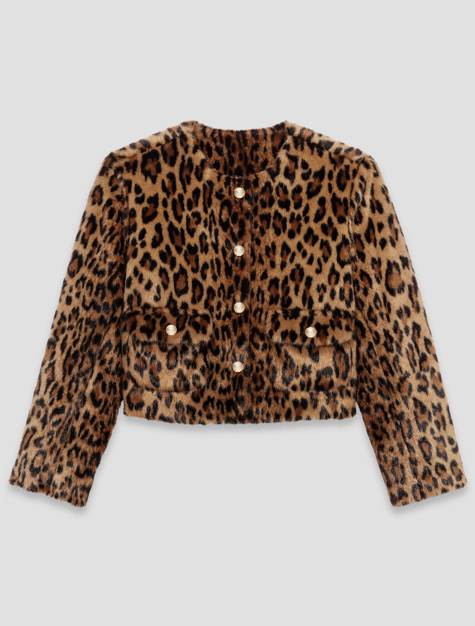 Leopard-Kunstpelzjacke
