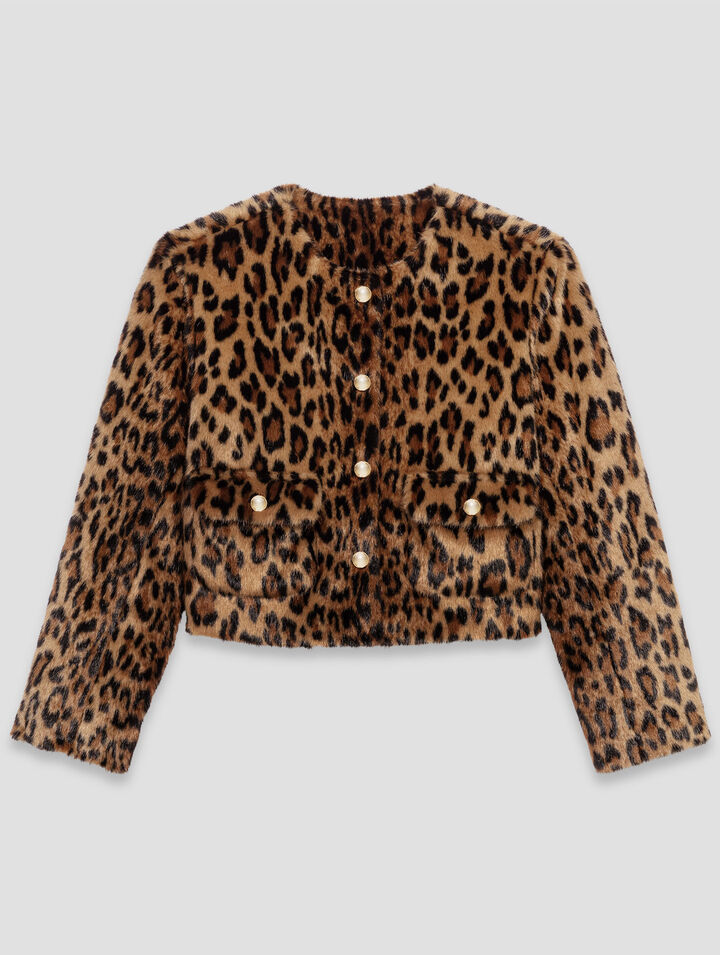 Leopard-Kunstpelzjacke