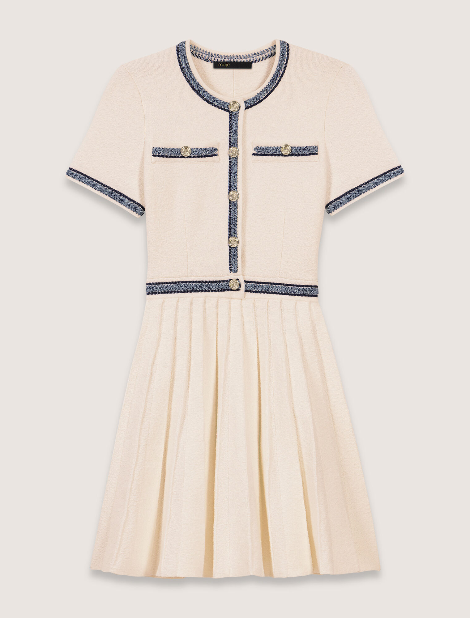Kurzes Plissee-Kleid aus Strick
