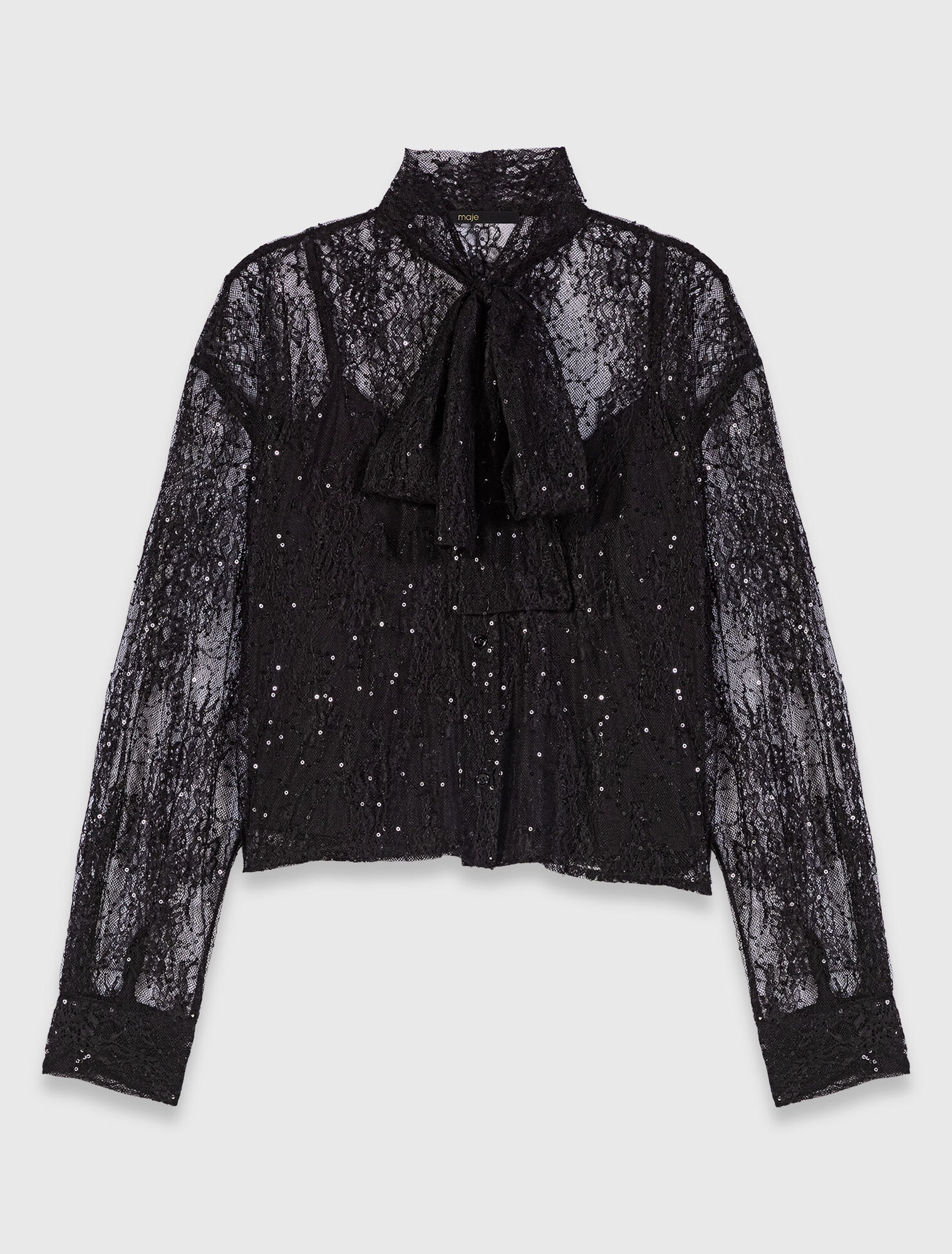 Bluse mit Lavallière-Kragen aus Spitze