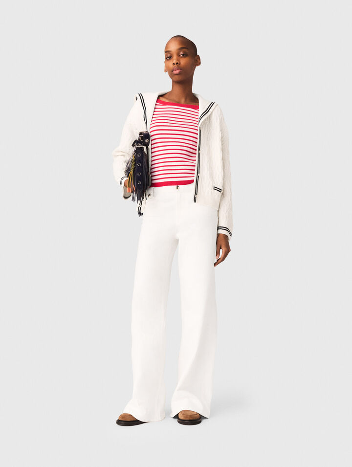 Zopf-Cardigan mit U-Boot-Ausschnitt