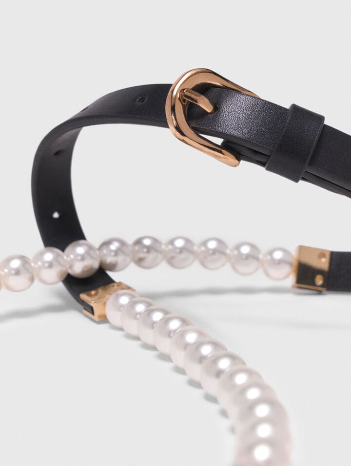Gürtel im Perlen-Leder-Mix