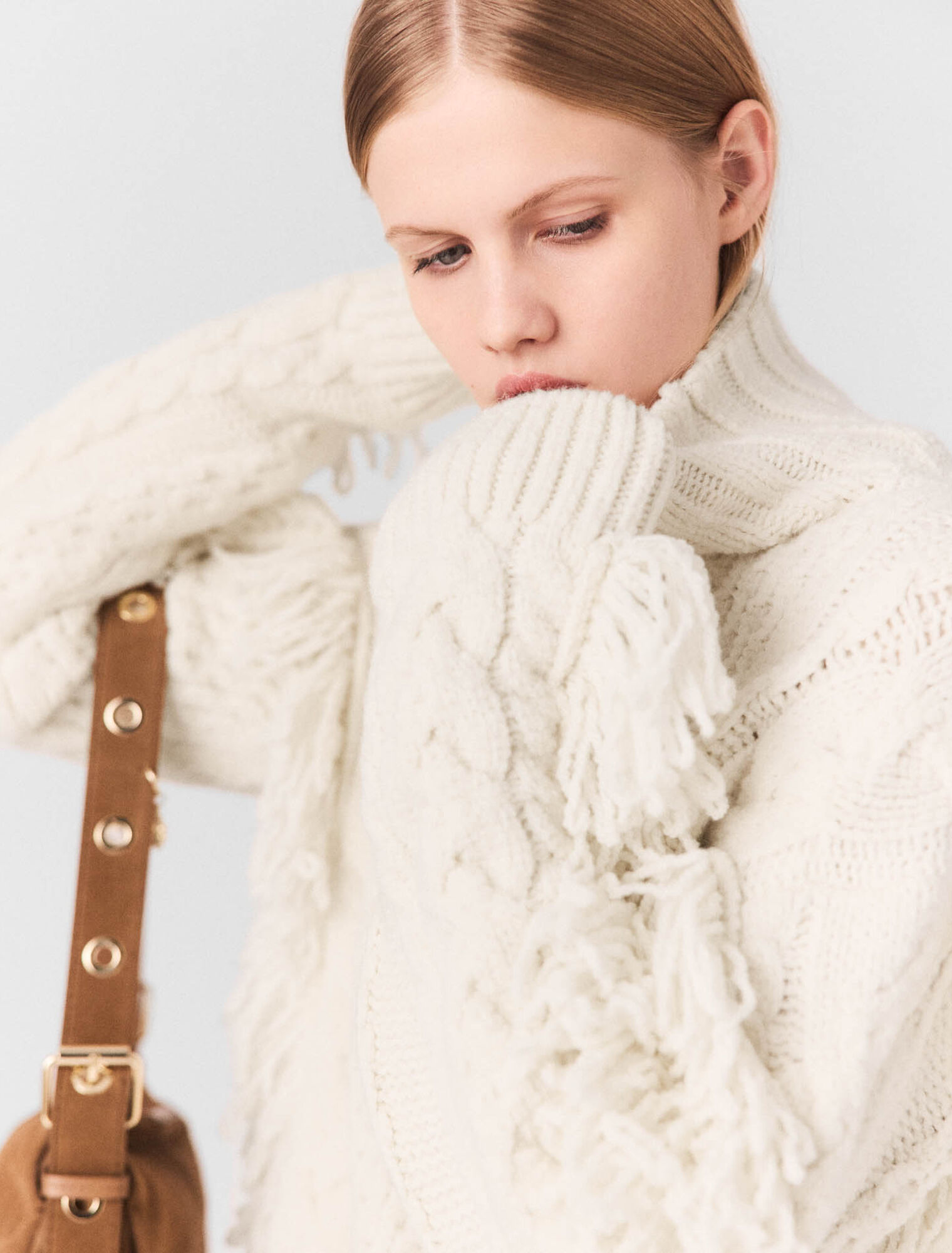 Pullover aus Wollgemisch mit Fransen
