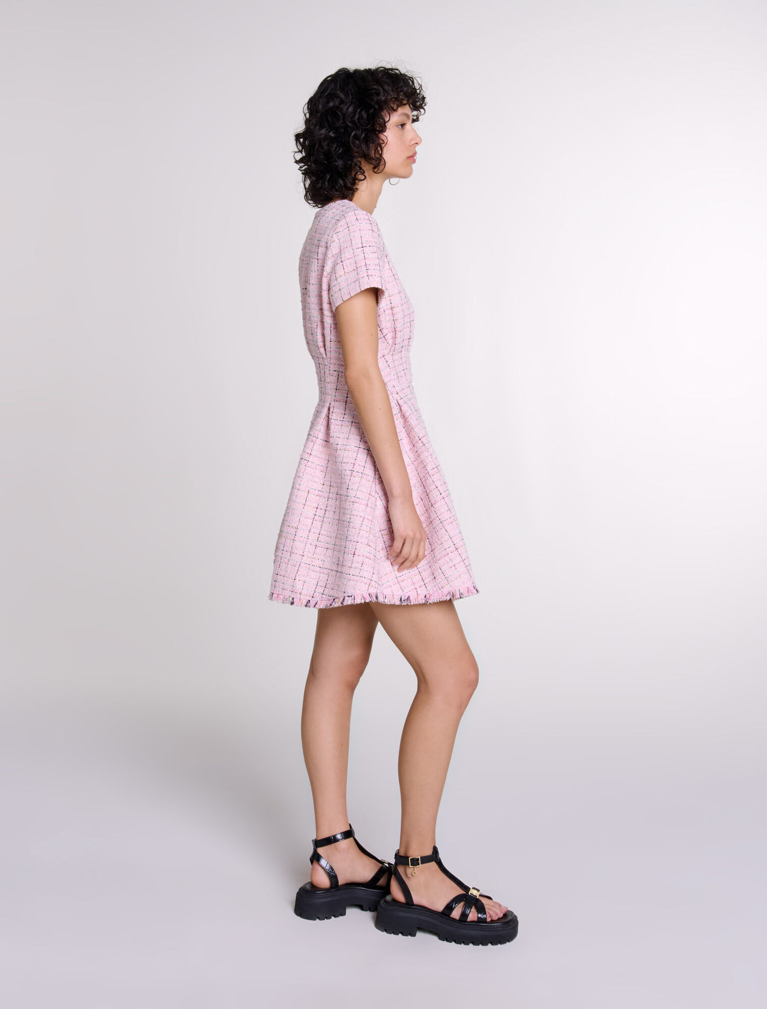 Kurzes Babydoll-Kleid aus Tweed