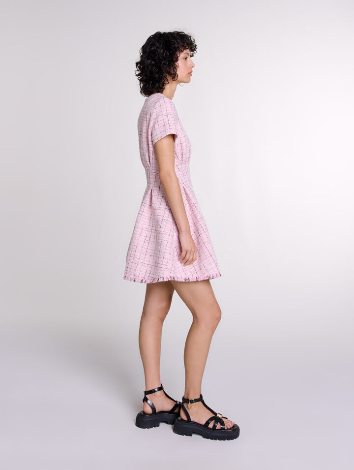 Kurzes Babydoll-Kleid aus Tweed