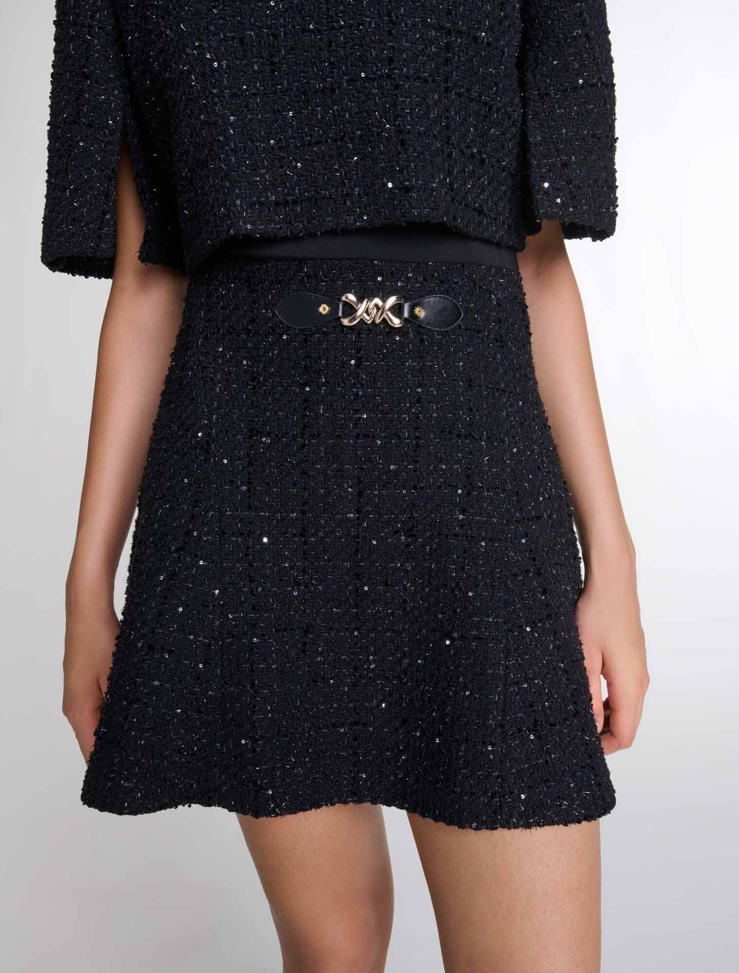 Kurzes 2-in-1 Kleid aus Tweed