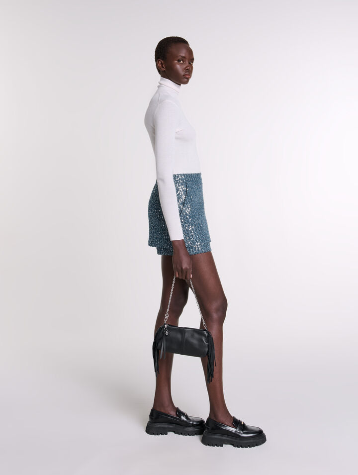 Trompe-l'Oeil-Shorts aus Tweed