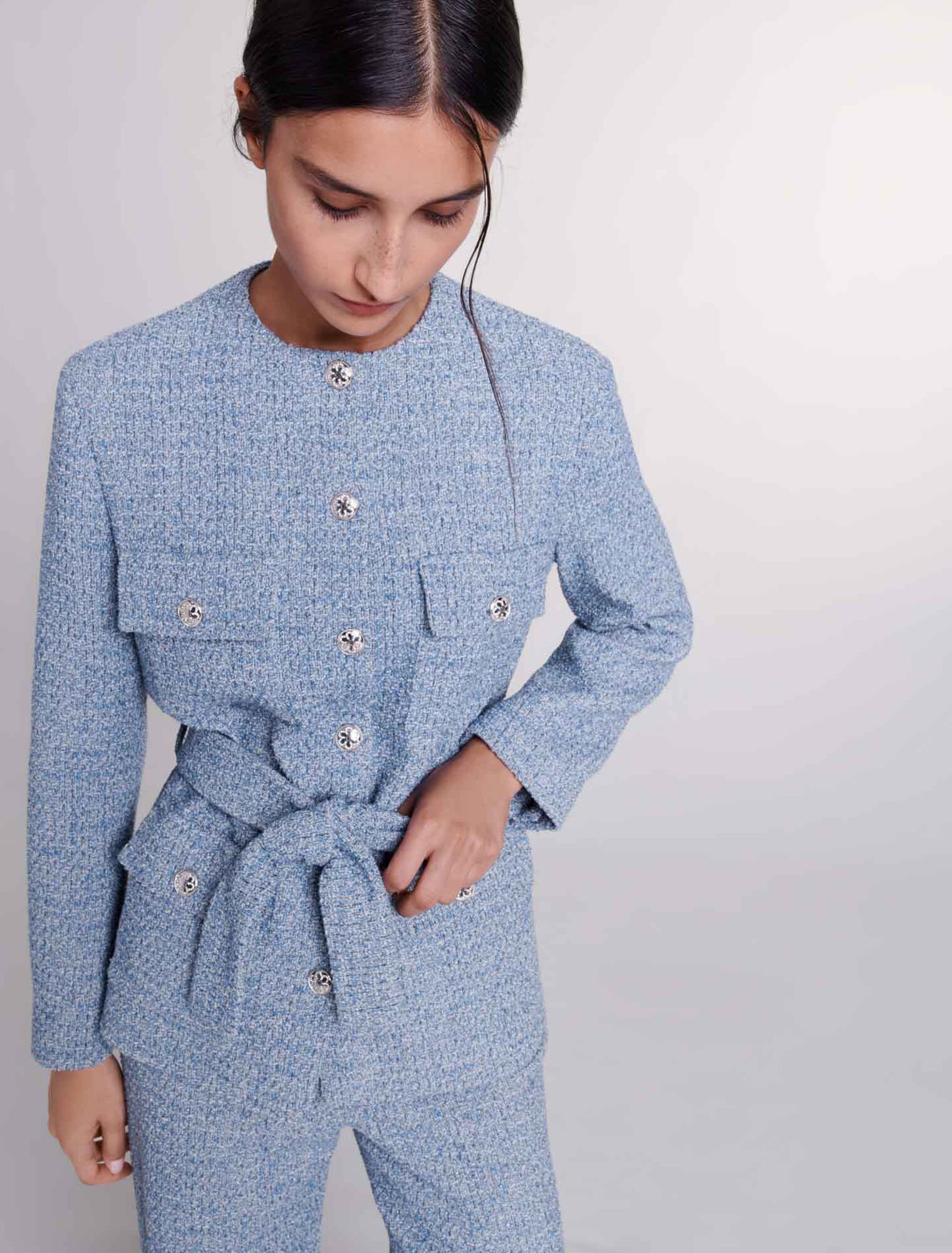 Jacke aus Tweed mit Gürtel
