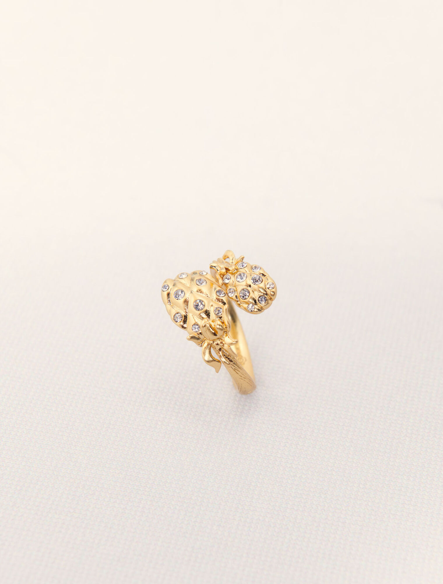 Doppelter Ring Ananas mit Strass