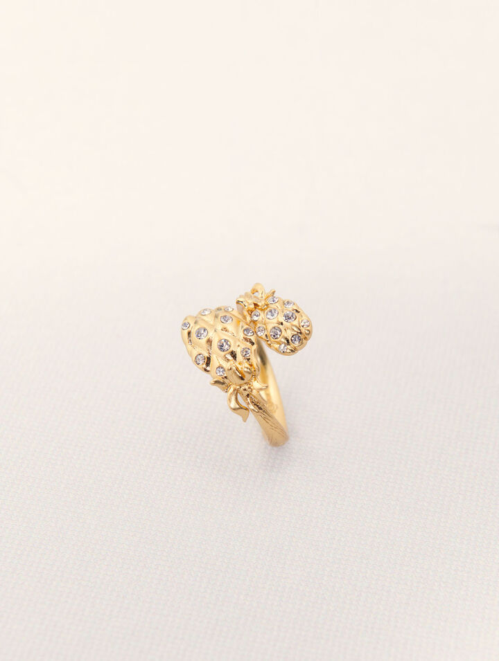 Doppelter Ring Ananas mit Strass