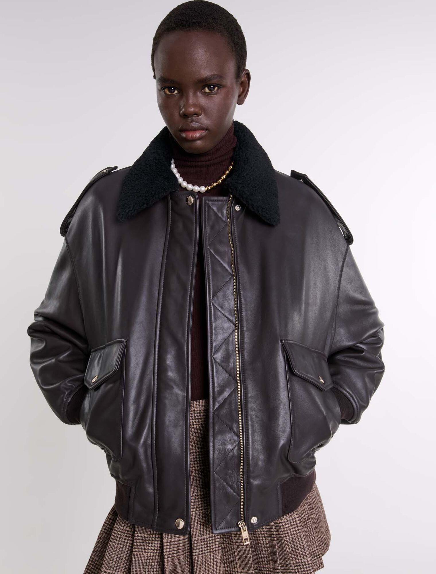Oversize-Lederjacke