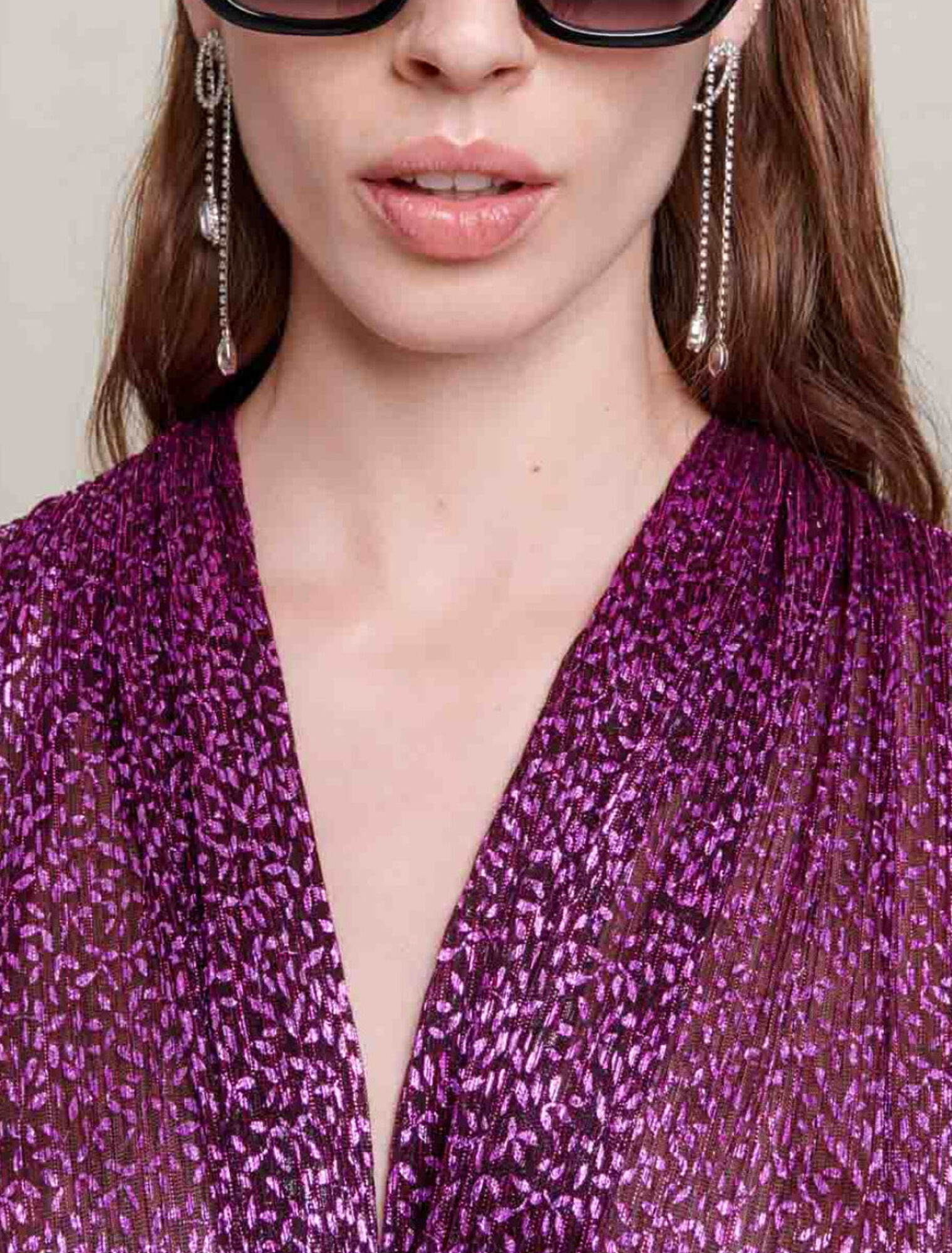 Plissee-Kleid mit Metallic-Fasern