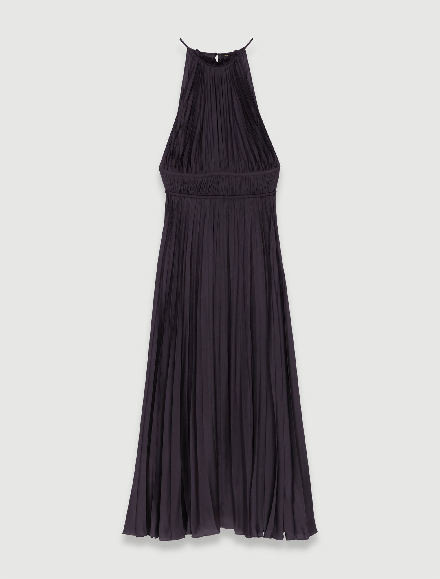 Langes, plissiertes Kleid aus Satin