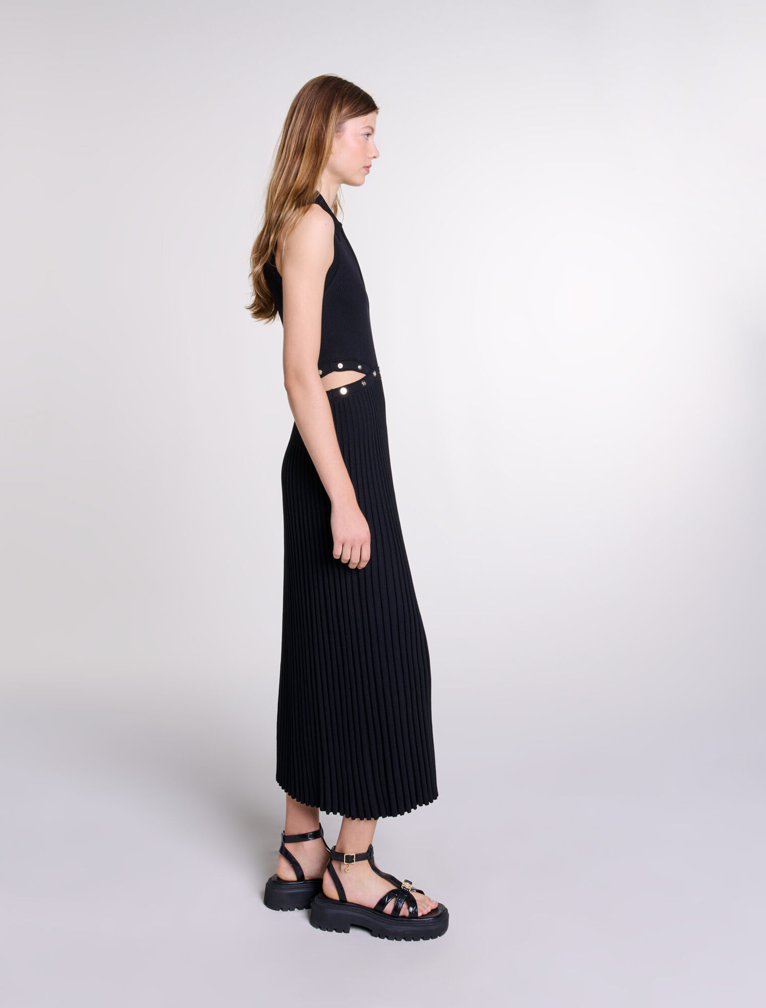 Langes Kleid aus Rippstrick