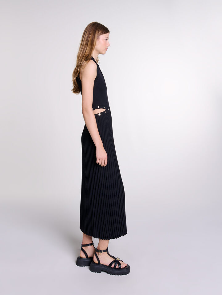 Langes Kleid aus Rippstrick