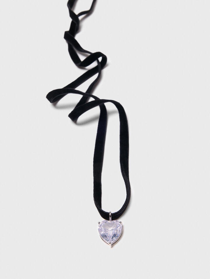 Herz-Kette mit Samtband
