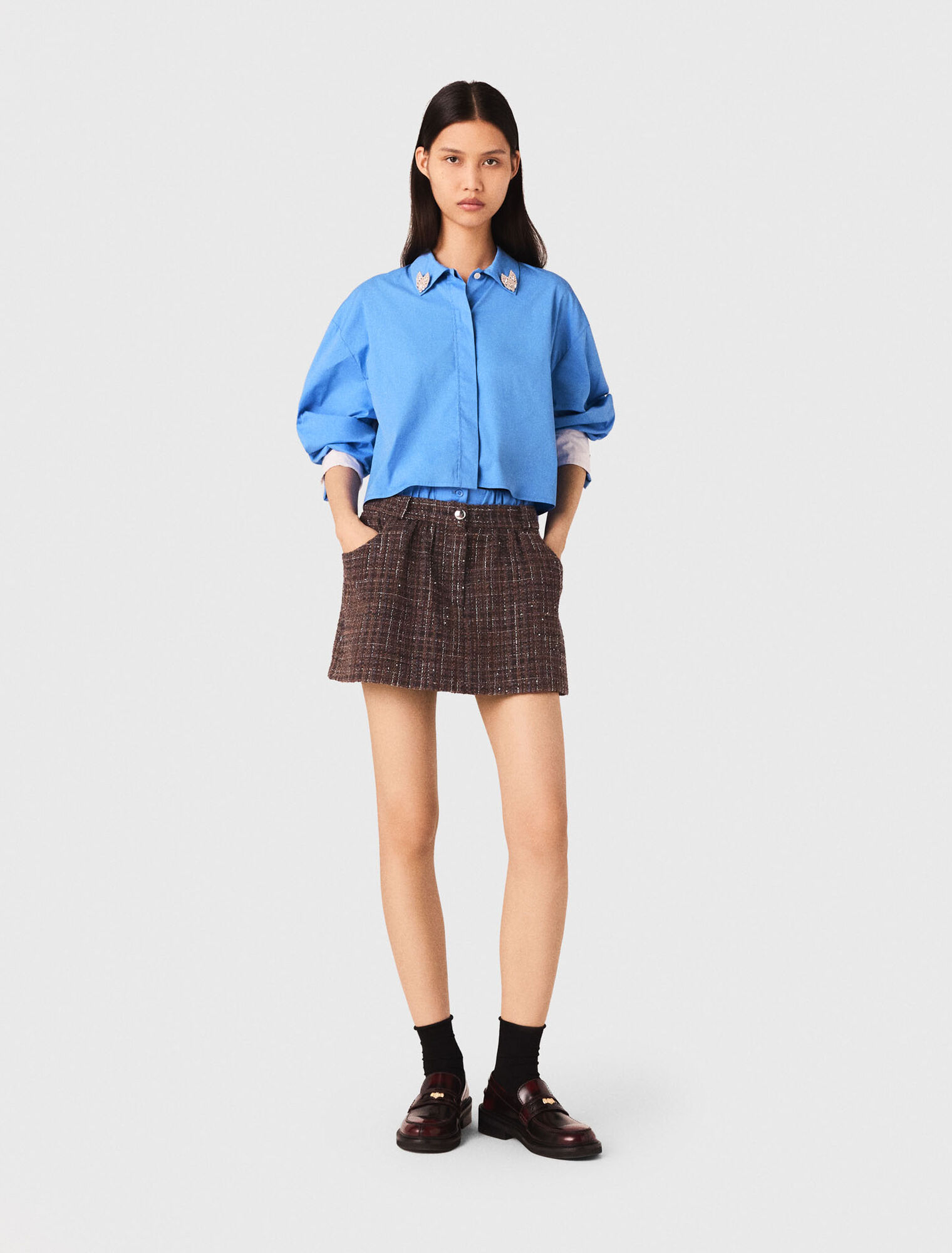 Shorts aus Tweed mit Elastikband