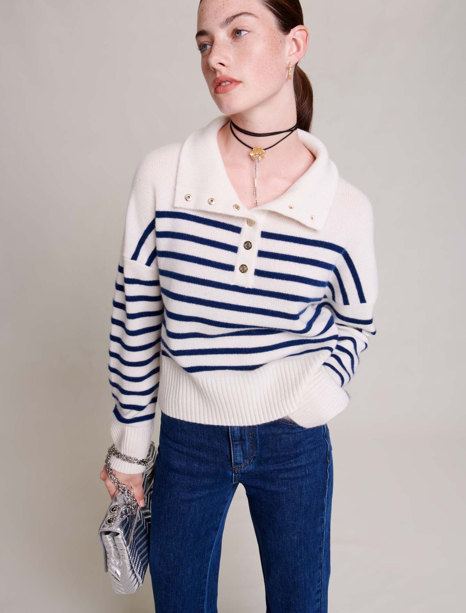 Gestreifter Kaschmirpullover