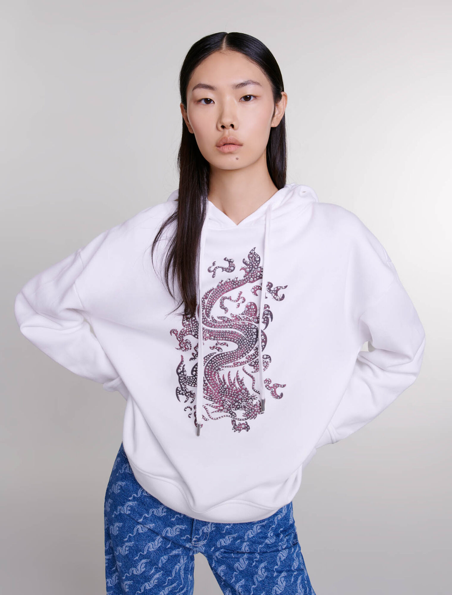 Oversize-Sweatshirt mit Strass