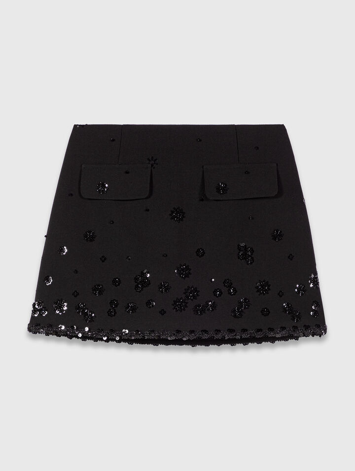 Bestickte Trompe-l'Œil-Shorts