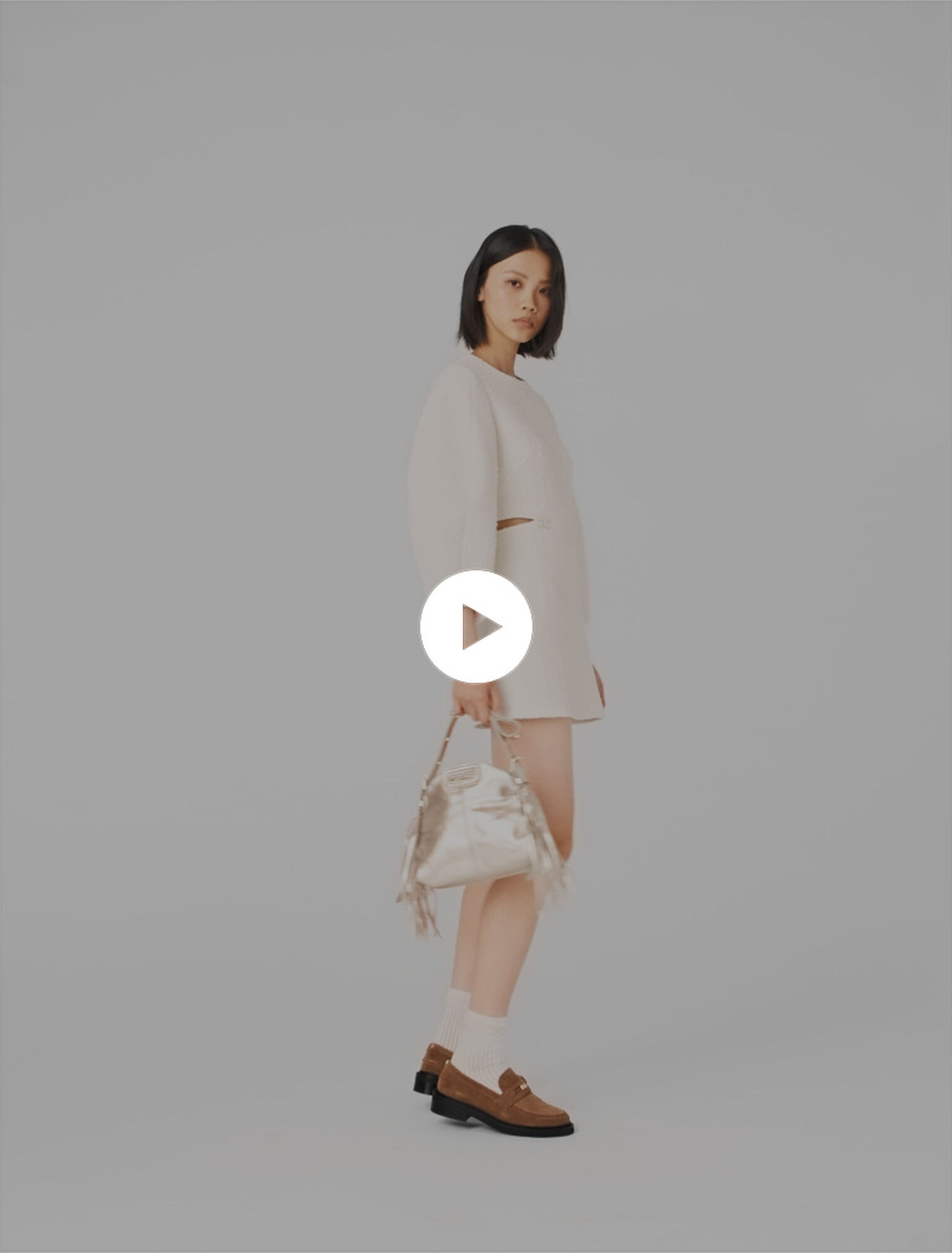 Kurzes Tweedkleid mit Ballon&auml;rmeln