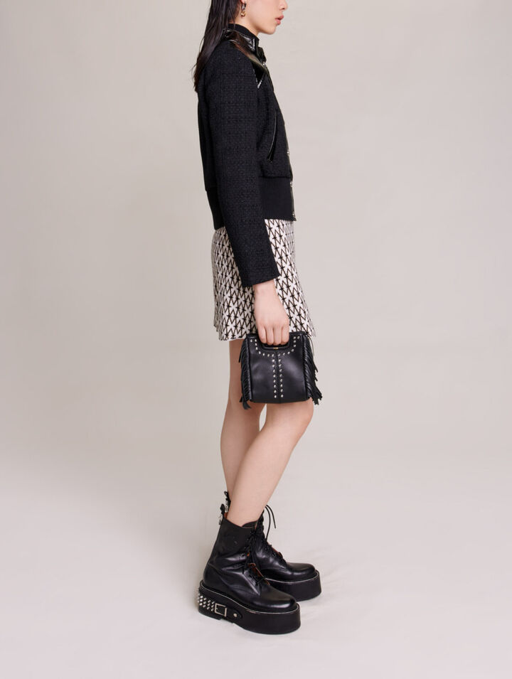Blouson aus Tweed und Vinyl