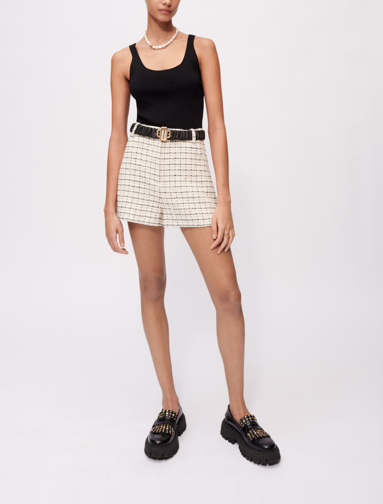 Shorts aus meliertem Tweed
