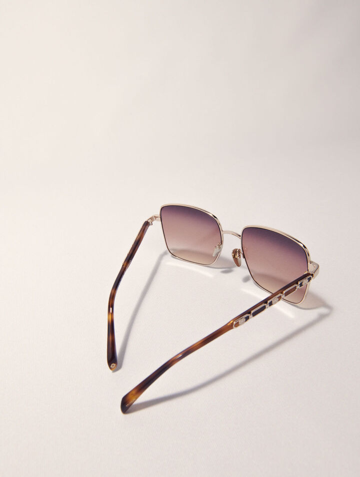 Eckige Sonnenbrille aus Materialmix