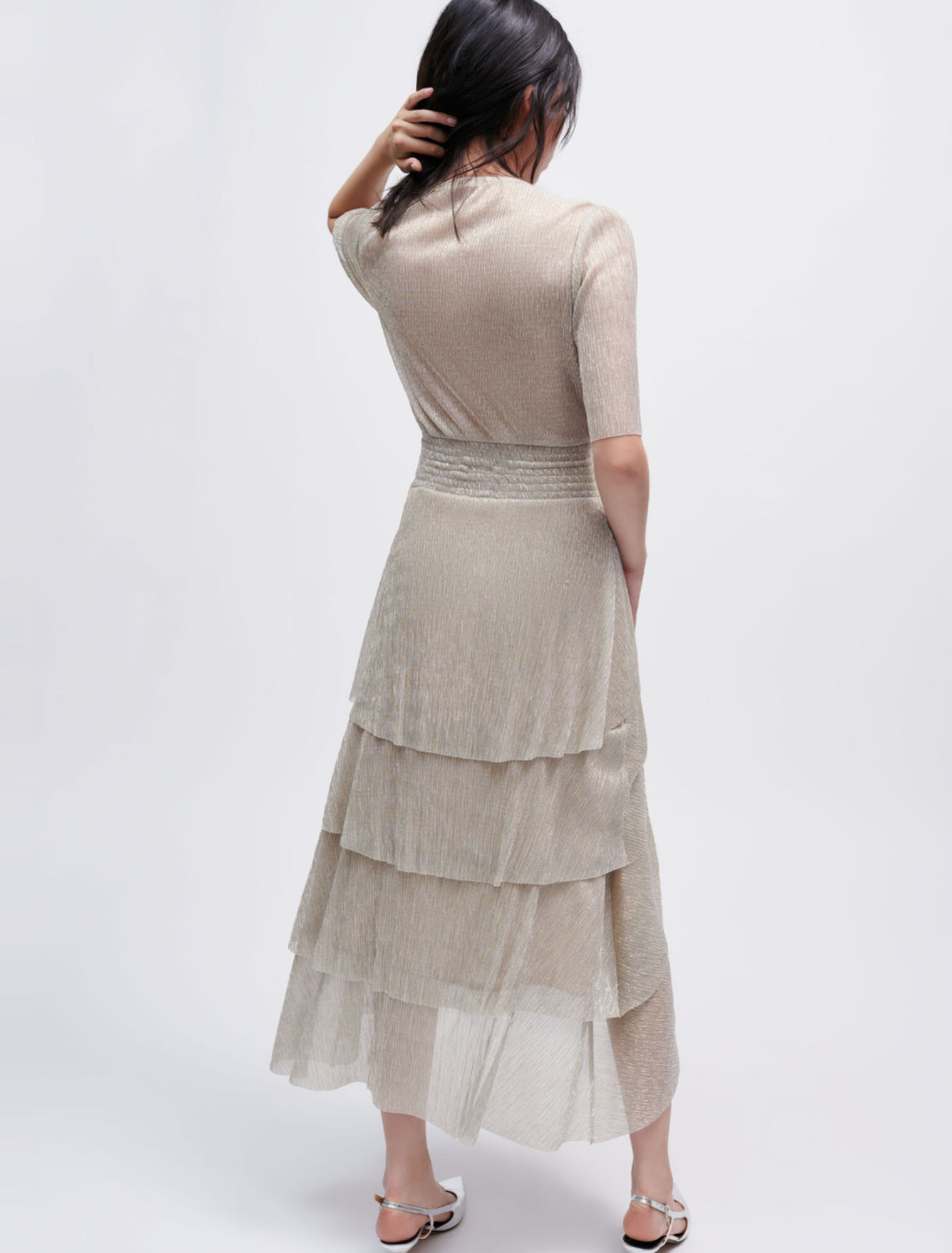 Lamé-Kleid mit Volants